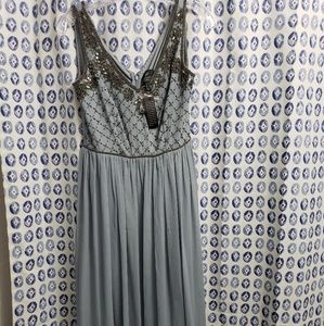 Adrianna Papell sleeveless beaded bodice chiffon g